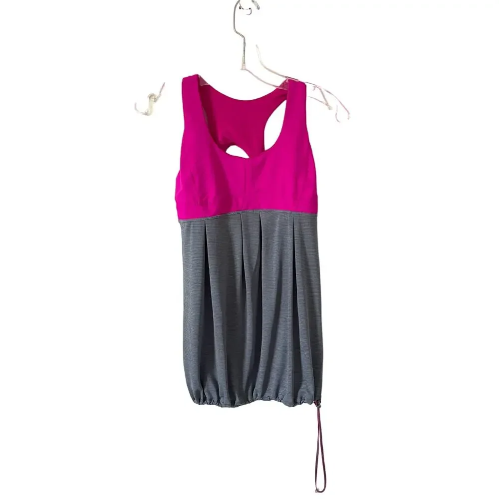 Lululemon Padded Elastic Waist Loose Tank Top Pink Gray Size 4